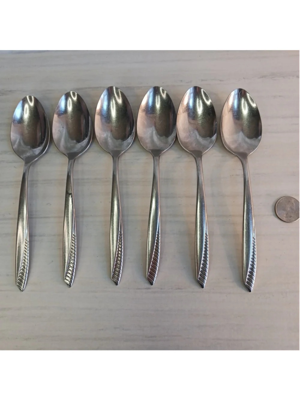 Oneida VISTA Wm A Rogers Stainless Flatware Set of 6 Table Spoons Vtg